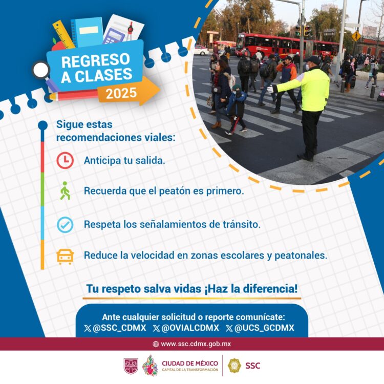 Despliega SSC CDMX a 14 mil policías por operativo «Regreso a Clases 2025»