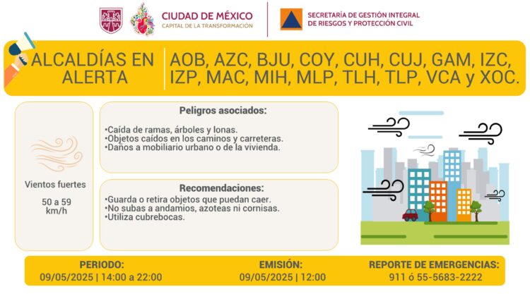 Vientos fuertes en la capital, prepárate